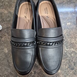 Denver Hayes Black Chain Accent Loafers